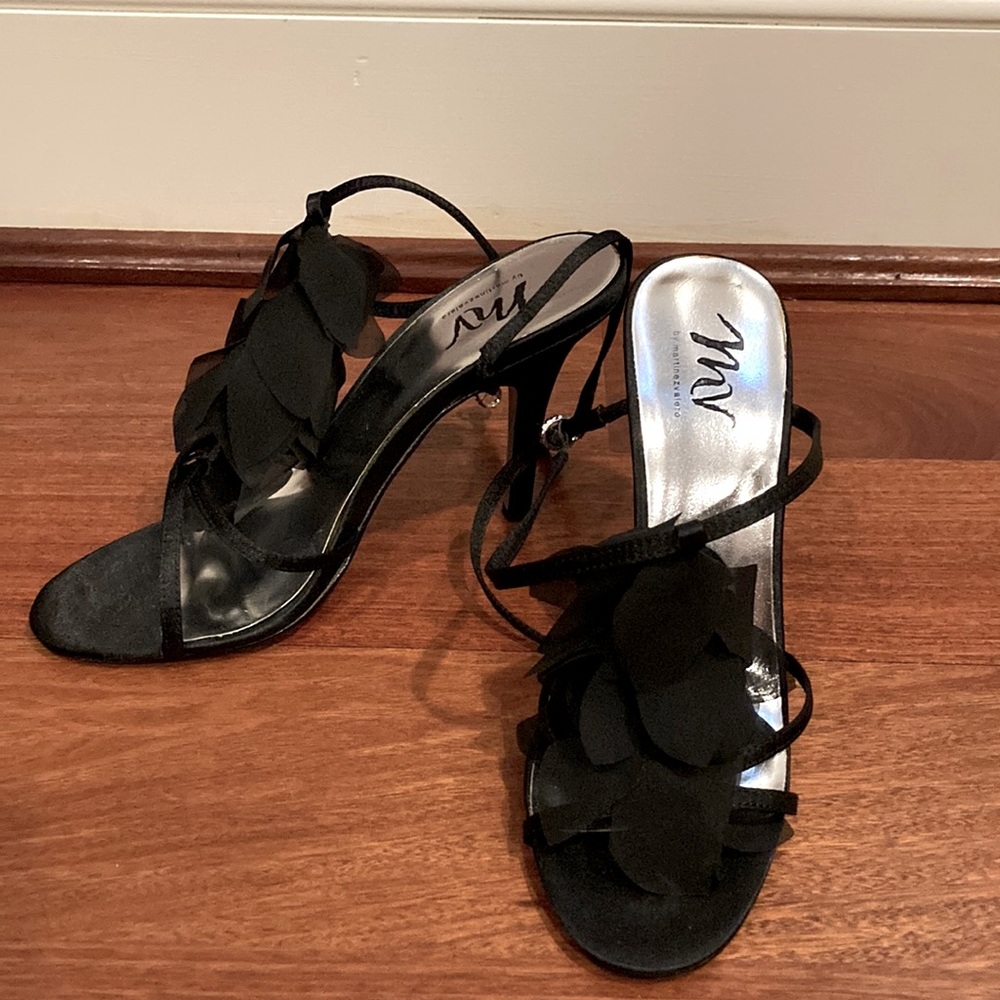 Martinez Valero Black satin Heels CORRINE 9.5